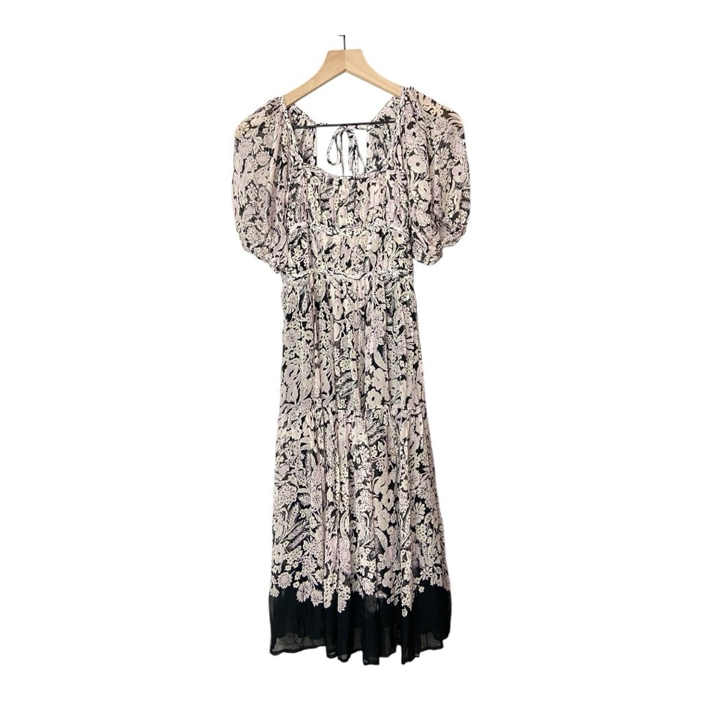 Anthropologie Squareneck Smocked Midi Dress